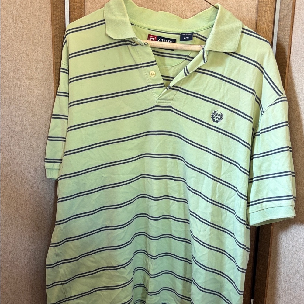 FINAL MARKDOWN Chaps Light Green Striped Polo Large